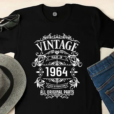 Buy Mens 60th Birthday Gift For Him T Shirt, 1964 All Original Parts, Born In 1964 • 11.99£