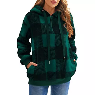 Buy Ladies Hoodies Fluffy Sweatshirt Women Long Sleeve Fall Loose Fit Fleece • 19.19£