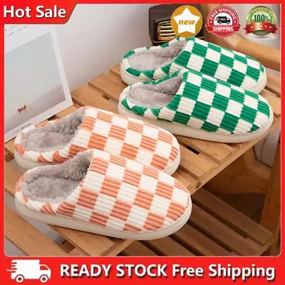 Buy Women Comfy Trendy Slippers Checkerboard Slippers Anti-Slip Plush Slippers • 11.15£