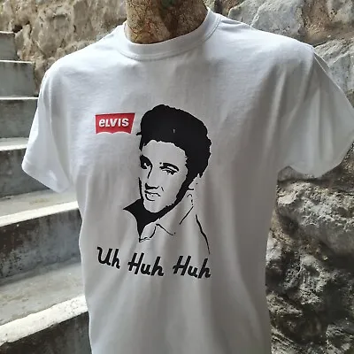 Buy Uh Huh Huh Elvis Presley Inspired White Tee T Shirt Top The King Of Rock N' Roll • 13.99£