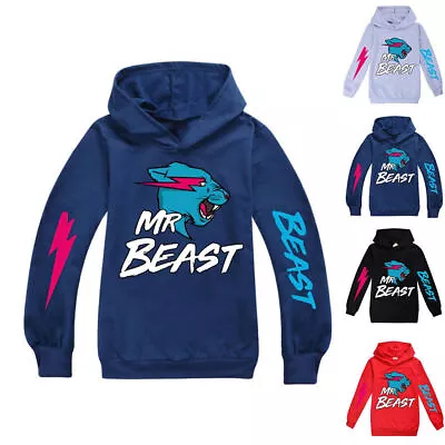 Buy Kids Boys Mr Beast Print Hoodie Casual Sweatshirt Hooded Tops Jumper Pullover • 13.41£