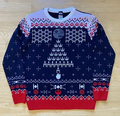Buy Medium 41  Chest Star Wars Death Star Attack Christmas Sweater Jumper Merchoid • 29.99£