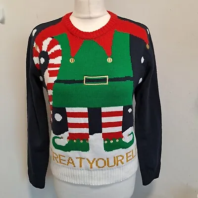 Buy H And M Divided Treat Your Elf Christmas Jumper Uk Xs Bust 36   Jumper Day • 12.99£