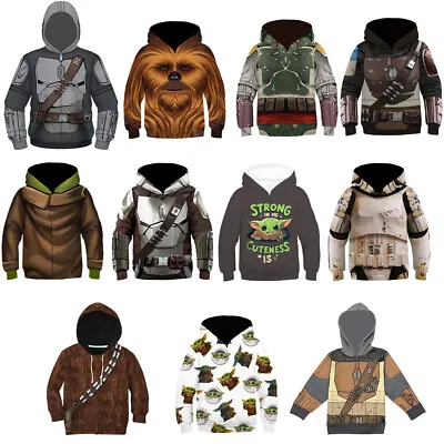 Buy Star Wars The Mandalorian 3 Baby Yoda Kids Hoodie Jacket Coat Sweatshirt Costume • 12.50£