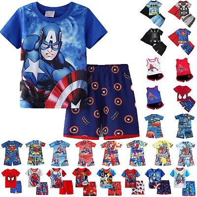 Buy Boys Kids Spiderman Print Short Sleeve Outfit Summer Casual T-Shirt + Shorts Set • 11.99£