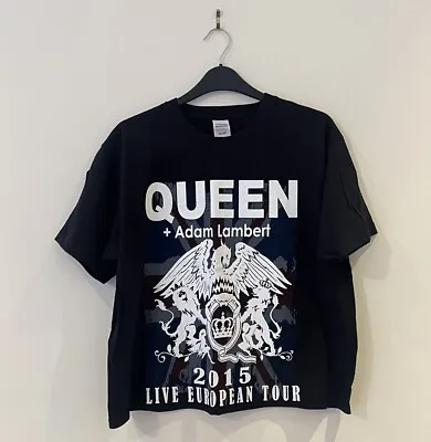 Buy Queen & Adam Lambert 2015 European Tour T Shirt Top Merch Black Medium Brian May • 15£