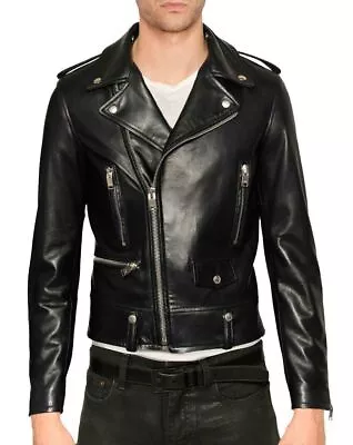 Buy Men's  Motorcycle Jacket Slim Fit Biker Jacket Genuine Lambskin Leather/Stylish/ • 22.12£