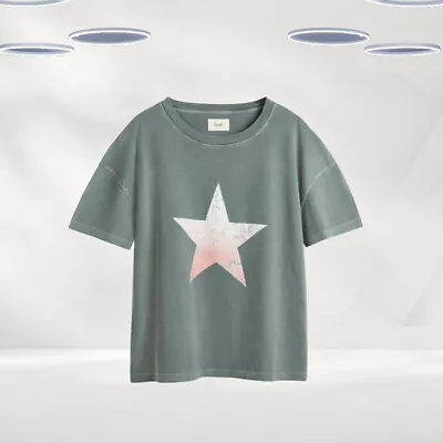 Buy Ex Hush Women’s Short Sleeve Star Boxy T-shirt In Washed Black (Defect) • 14.99£