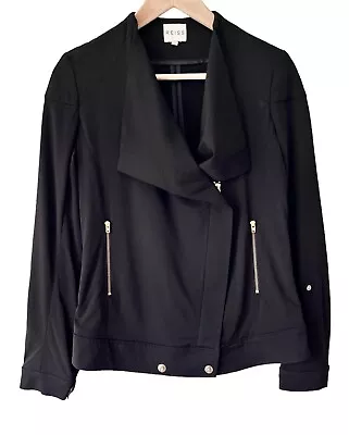 Buy Reiss Nadeen Biker Jacket - Size XS Black Zip Roll Tab Sleeve Wool Blend Blazer • 24.95£