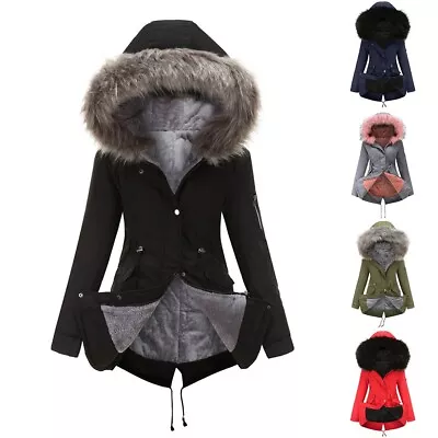 Buy Ladies Quilted Parka Outwear  Hooded Winter Coat Jacket  Keep Warm In Style • 32.40£
