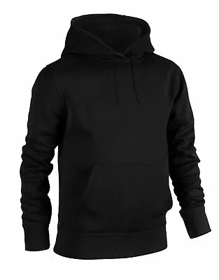 Buy Black Hoodie Mens Pullover Hooded Sweatshirt Fleece Plain Hoody Jumper XS - 6XL • 14.75£