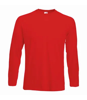 Buy Fruit Of The Loom Mens Valueweight Long Sleeve T-Shirt Plain Cotton Round Neck T • 7.57£