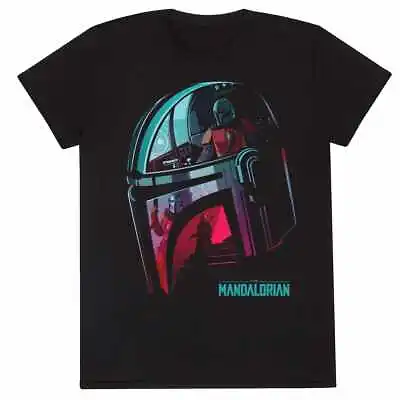Buy The Mandalorian T-Shirt Helmet Reflection Star Wars Official Black New • 13.95£