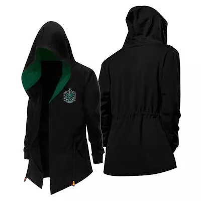 Buy Harry Potter Slytherin Cosplay Drawstring Long Jacket Coat Hooded Sweatshirt • 31.19£