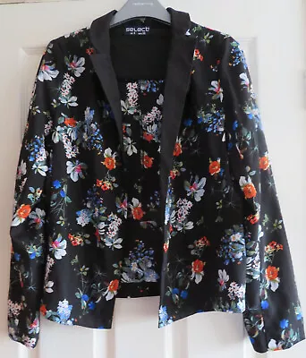 Buy WORN ONCE Select Black/Multicoloured Floral Open Blazer/Jacket Size 8 • 7£