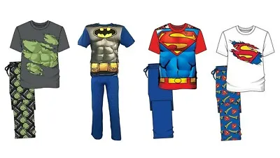 Buy Men's Character Pyjamas 100% Cotton Short Sleeve T Shirt Long Bottoms Superman • 19.99£