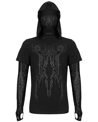 Buy Devil Fashion Mens Gothic Cyberpunk Punk Hooded Cowl Neck T Shirt Top Black • 54.99£