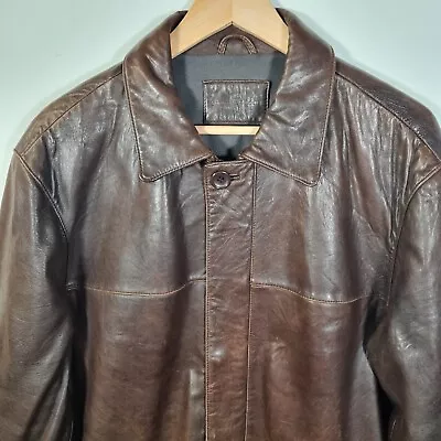 Buy Blue Harbour Mens Leather Jacket Size Large Dark Brown • 36.99£