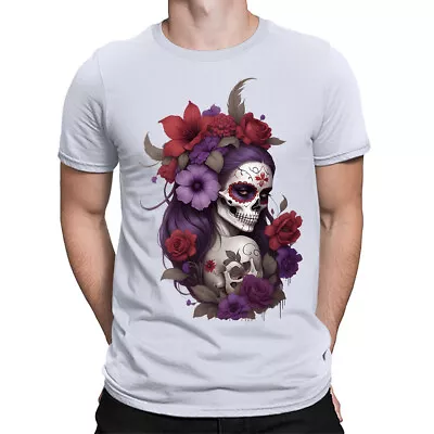 Buy Sugar Skull Day Of The Dead Inspired Unisex T-Shirt Floral Mexican Vintage #D#V • 9.99£