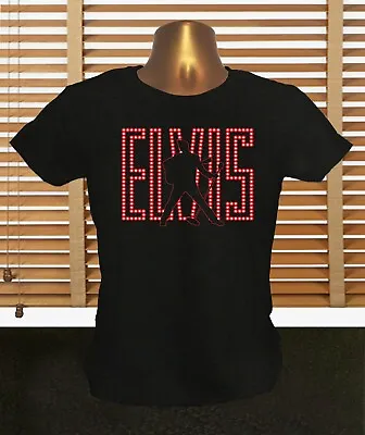 Buy Elvis Name In Lights 1968 Comeback Silhouette - Women's  Elvis Presley T Shirt • 14.99£