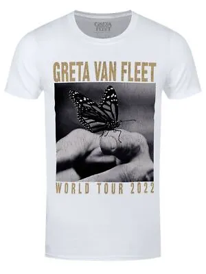 Buy Greta Van Fleet World Tour Butterfly Mens White T-Shirt-XXL (44 -46 ) • 16.99£