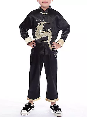 Buy New Chinese Oriental Childrens Boys Gold Dragon Top Troushers Set Pyjamas Chboy3 • 16.99£