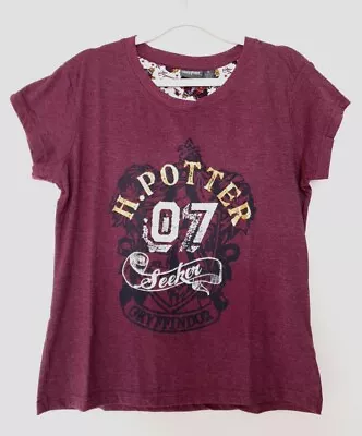 Buy Womens Primark Harry Potter Gryffindor Burgundy Short Sleeve Pyjama Top Size M • 5£