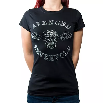 Buy Ladies Avenged Sevenfold A7X Diamante Official Tee T-Shirt Womens • 17.13£