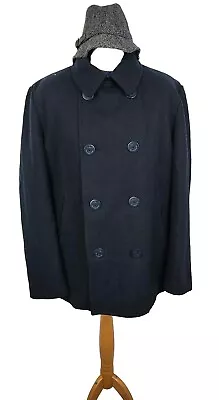 Buy J. CREW Mens Double Breasted Navy Wool Nautical Sailing Peacoat Coat UK XL • 60£