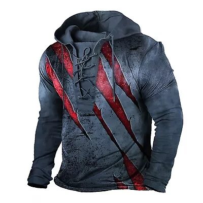 Buy Men's Fitness Clothes  Peripheral Sweater Hooded Long Sleeve T-shirt Sweatshirt • 25.64£