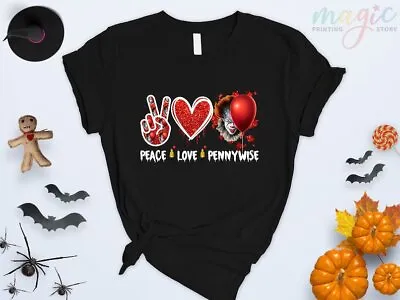 Buy Peace Love Pennywise Shirt, Pennywise Clown Shirt, Halloween Shirt • 43.54£