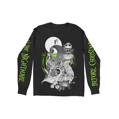 Buy Nightmare Before Christmas Green Glow Long Sleeve Mens Black T-shirt Disney Jack • 19.95£