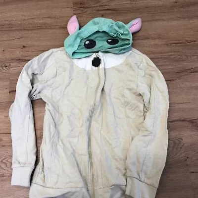Buy Star Wars Baby Yoda Grogu Hoodie Zip Up Sweatshirt W/ Ears On Hood Youth Size L • 12.69£