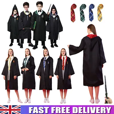 Buy Harry Potter Gryffindor Ravenclaw Slytherin Robe Cloak Tie Costume Wand Scarf UK • 15.03£