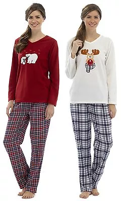 Buy Foxbury Ladies Fleece Christmas Pyjama Set With Eye Mask • 16.99£