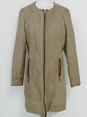 Buy MOUVANCE Paris XL Faux Leather Snake Jacket Beige Zip Up Longline Zip Up  • 4.99£