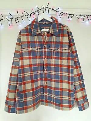Buy FAT FACE Red & Blue Check Lumberjack Wool Blend Jacket Shirt Size L • 34£