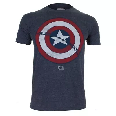 Buy Official Marvel Captain America T Shirt L Large Shield Marvel Comics Blue/Grey • 18.99£