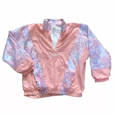 Buy Windbreaker Retro Vintage Festival Jacket Vintage Pink Lilac Size Medium 1/4 Zip • 19.99£