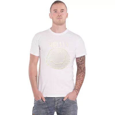 Buy Nirvana Hi-Build White Grunge Smile T Shirt • 17.95£