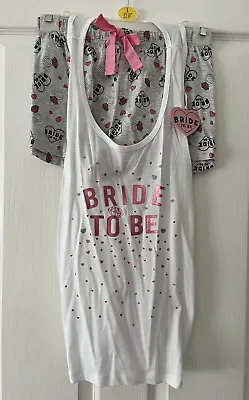 Buy Ladies Women’s Primark Bride-To-Be Bridal Pyjamas PJ Set Hen Party PJ’s L 14/16 • 19.99£