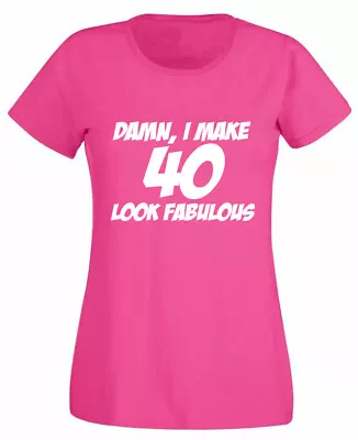 Buy Damn 40 Fab T-Shirt 40th Birthday Gifts For 40 Year Old Women Her Wife Daughter • 9.99£