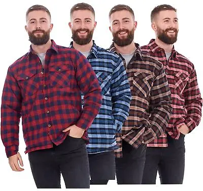 Buy Mens Padded Work Shirt Quilted Yarn Dyed Cotton Buttons Thick Lumberjack Jacket • 17.95£