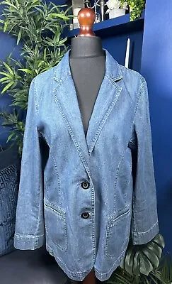 Buy Orvis Denim Women’s Size 12 Denim 2-button Blazer Jacket Chore Field Country • 24.99£