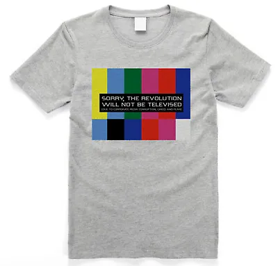 Buy The Revolution Will Not Be Televised Corporate Media Protest T Shirt Grey • 19.49£