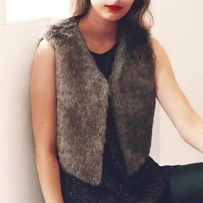 Buy Women Brown Winter Outwear Faux Rabbit Fur Short Jacket Imitation Fur Vest • 12.22£