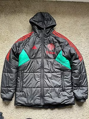 Buy Unisex Manchester United Adidas Black Padded Jacket Coat Size M • 24.99£