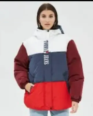 Buy Tommy Jeans Archive Puffer Jacket Coat Size Small S New Hilfiger 10 12 14 Ladies • 29.99£
