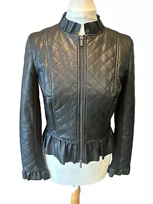 Buy French Connection Ladies Leather Look Jacket Size 8 Zip Pockets • 9.99£
