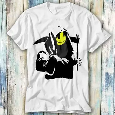 Buy Banksy Happy Smiling Grim Reaper T Shirt Meme Gift Top Tee Unisex 1211 • 6.35£